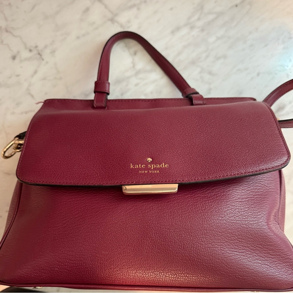 Kate Spade Red Satchel Pebbled Leather